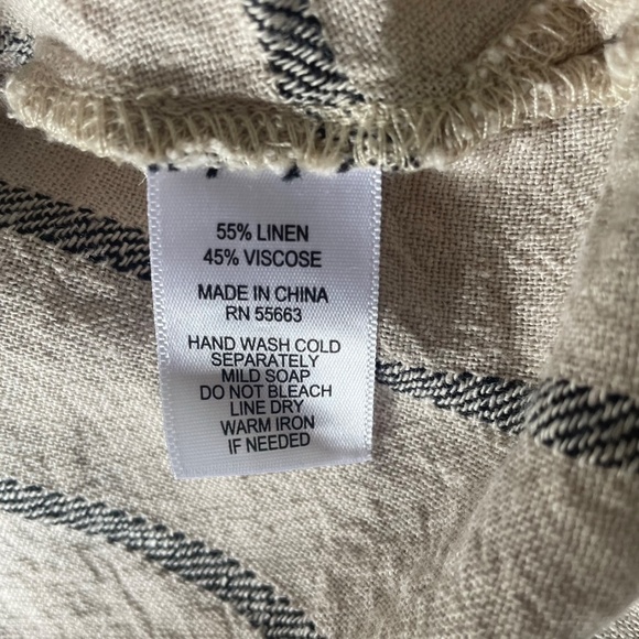TAHARI Women's Natural Black Linen/Viscose Blend Striped Abstract Dress Sz Small - Picture 4 of 9